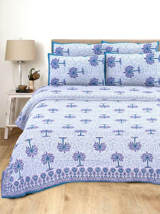 90*108 Jaipuri Hand Block Printed Cotton Bedsheet Double Bed