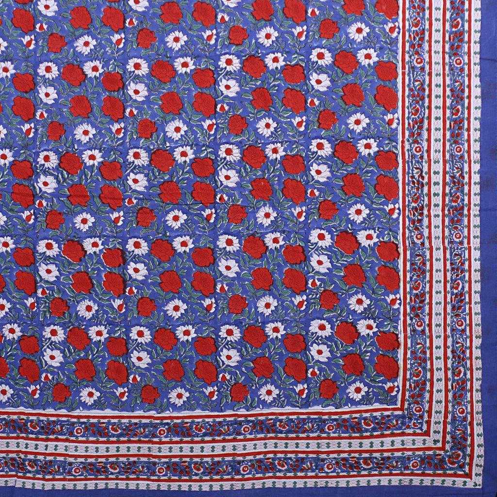 90*108 Jaipuri Hand Block Printed Cotton Bedsheet Double Bed