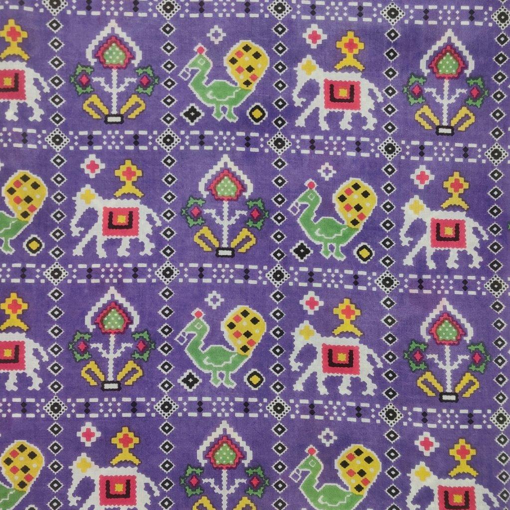 Purple Patola Printed Cotton Salwar Suit Material