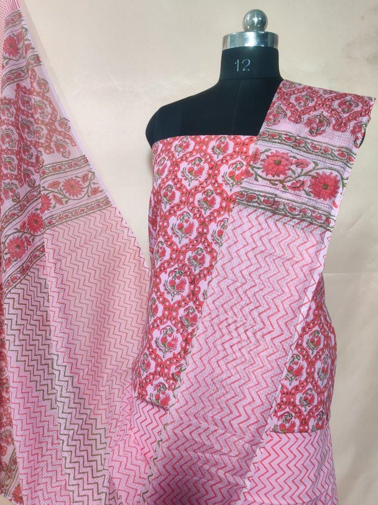 Printed Kota Doria Dupatta Cotton Unstitched Suit