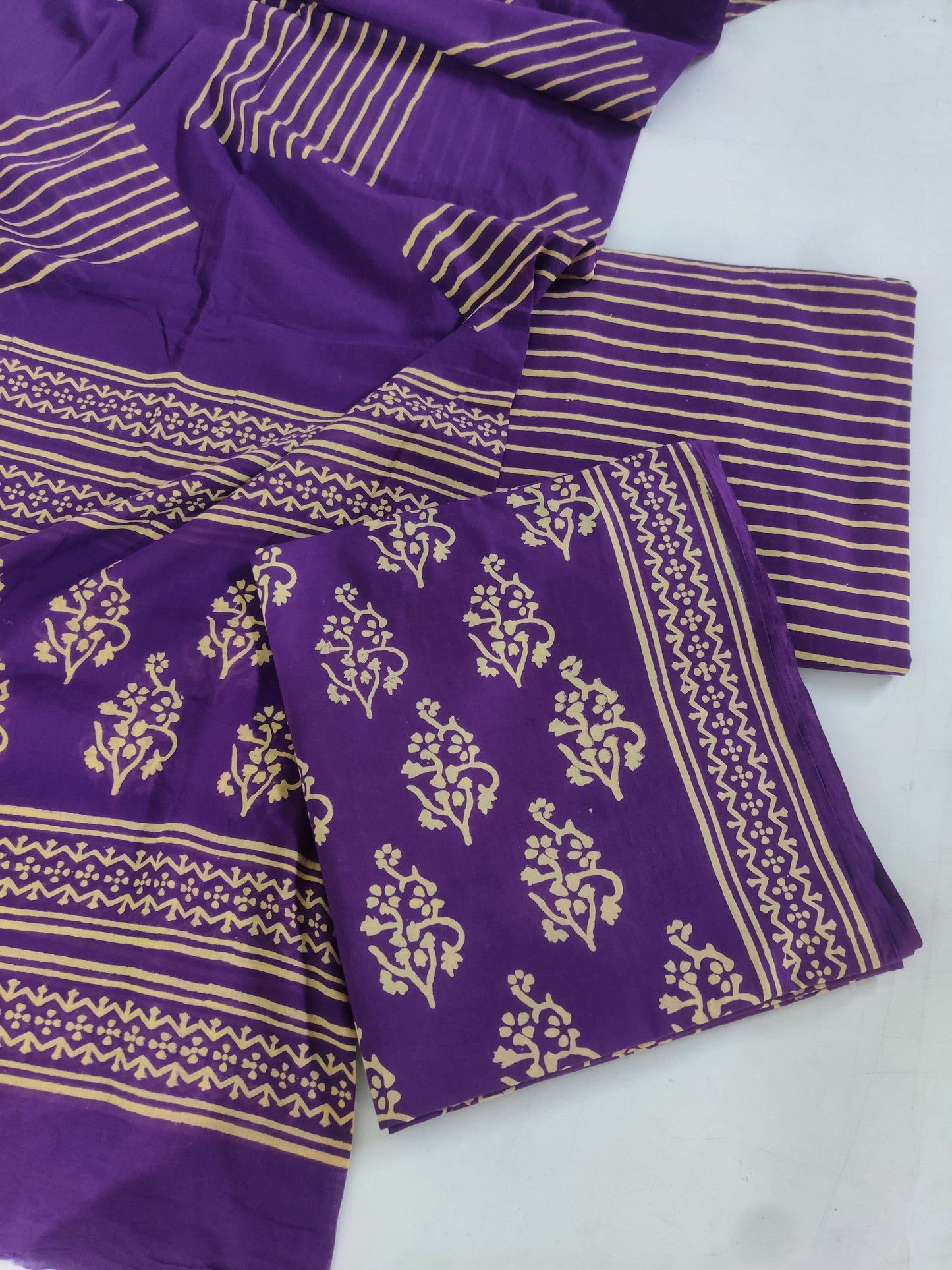 Purple Discharge Printed Cotton Salwar Suit Material