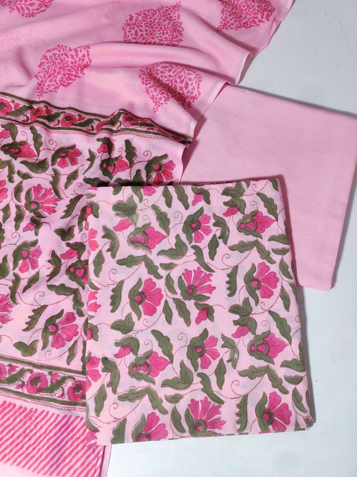 Pink Floral Printed Cotton Salwar Suit Material