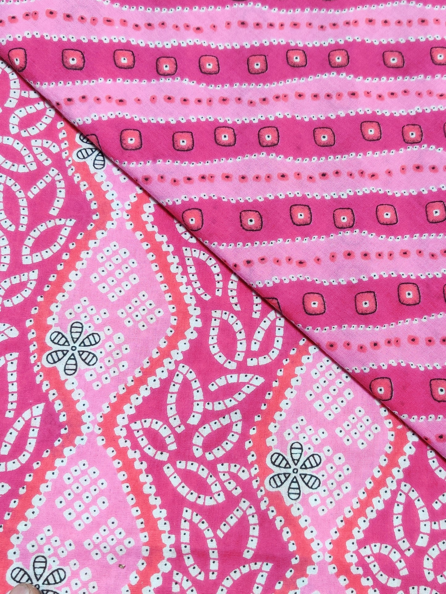 Pink Leheriya Kota Doria Dupatta Cotton Unstitched Suit