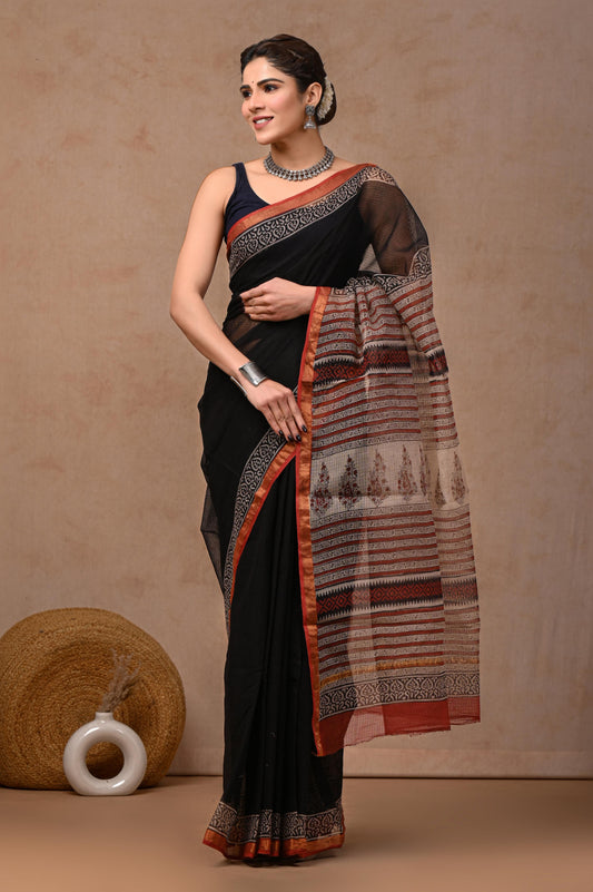 Natural Hand Painted Kota Doria Saree