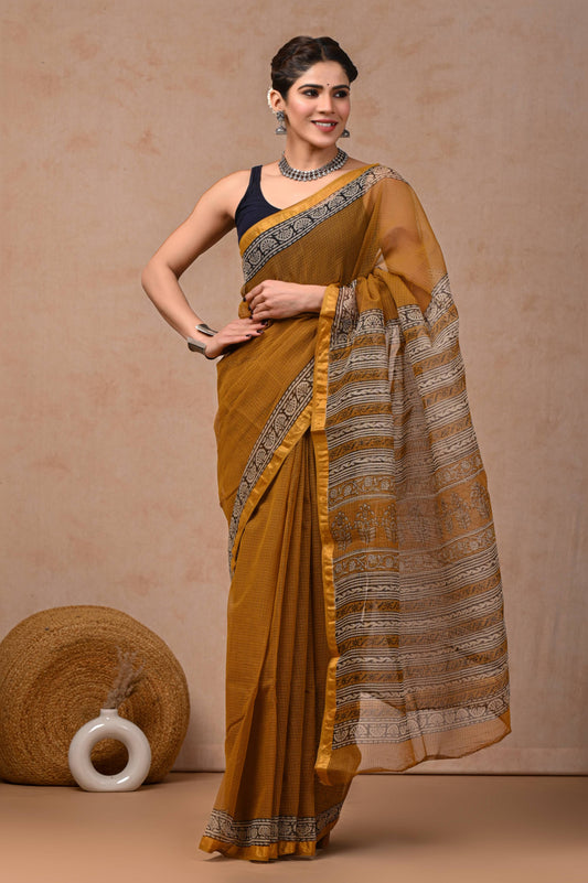 Natural Hand Painted Kota Doria Saree