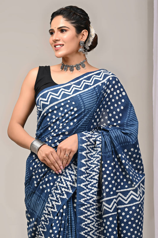 Indigo Pure Cotton Saree