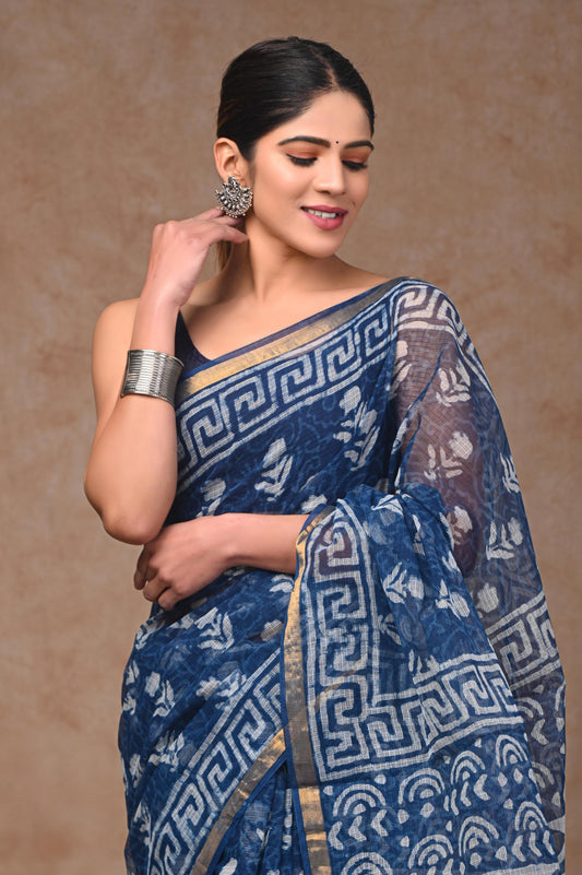 Indigo Kota Doria Saree