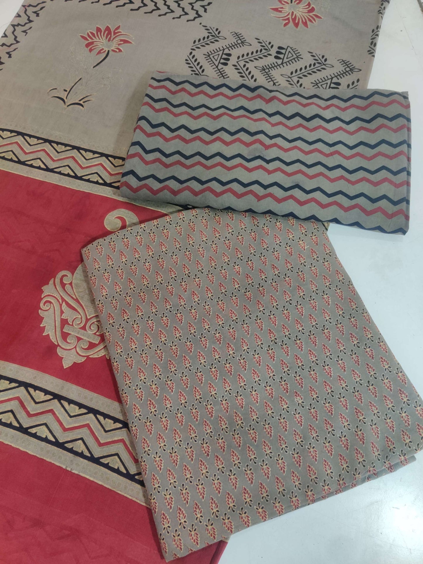 Ajrakh Printed Cotton Salwar Suit Material