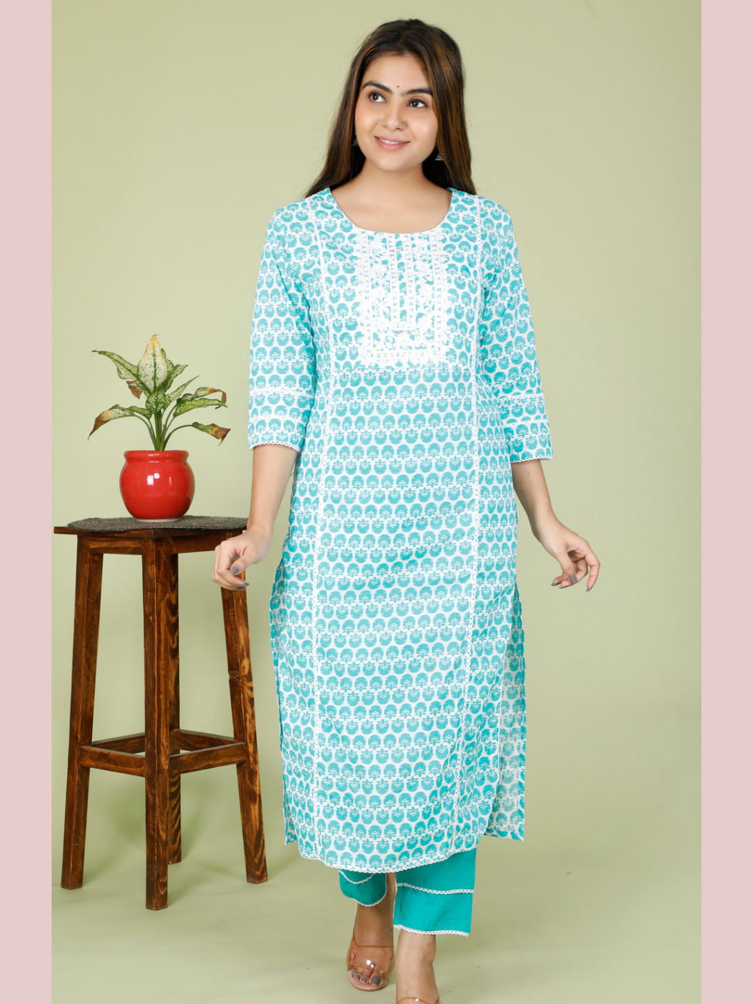 Buy Sangmarmar Crochet Lace And Khadi Print Cotton Kurta Online - Kessa | A  line kurta, Simple kurti designs, Simple kurta designs